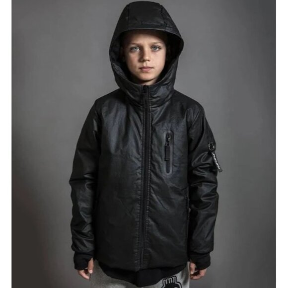 Nununu Waxed Down Jacket in Black - Picture 4 of 5